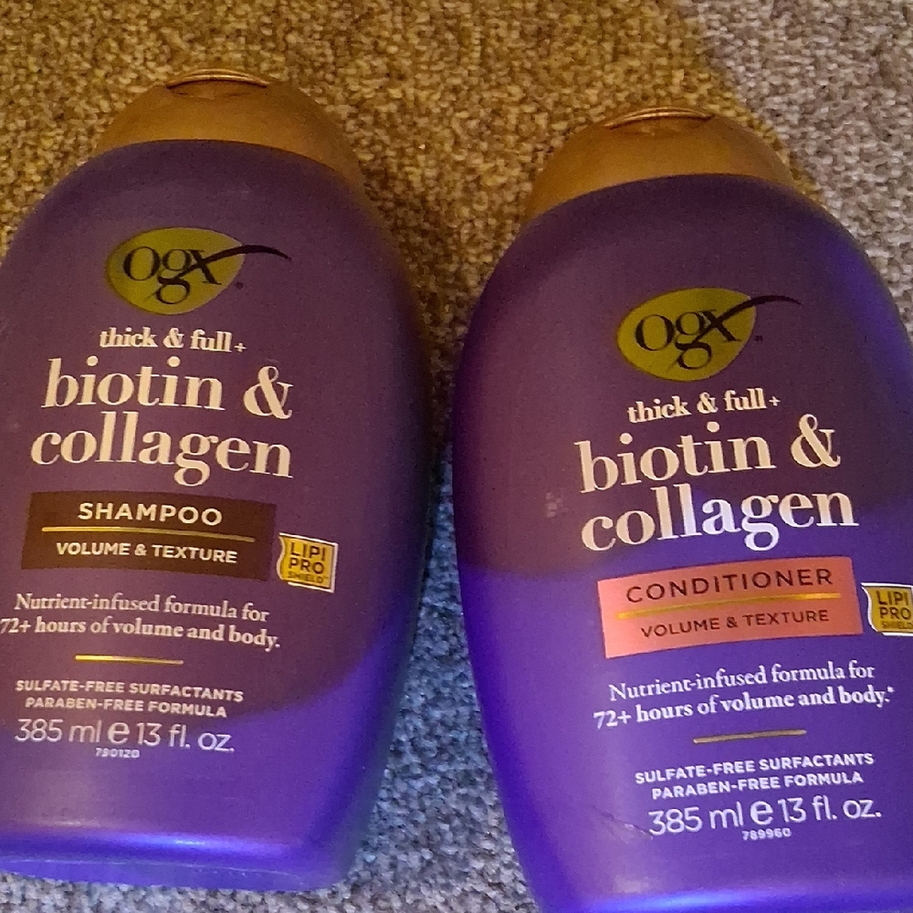OGX Biotin & Collagen Shampoo And Conditioner Set Purple Volume And Texture